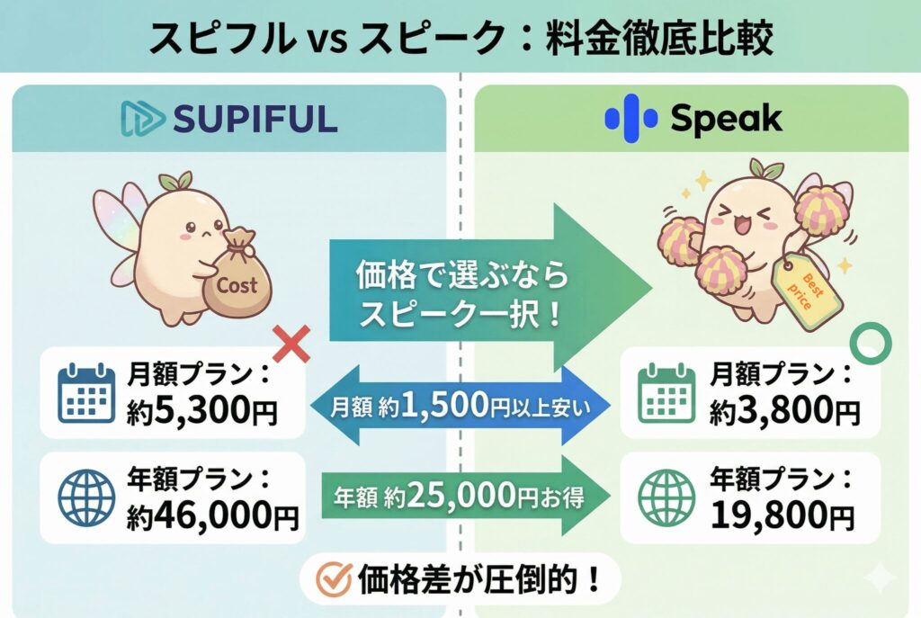 スピフルとスピークの料金の比較