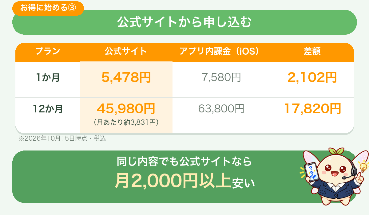 公式サイトから申し込む